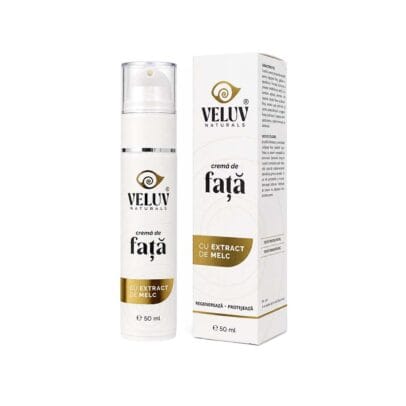 Cutie și flacon cremă de față cu extract de melc Veluv Naturals 50ml