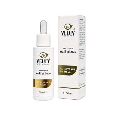 Cutie și flacon ser contur ochi și buze cu extract de melc Veluv Naturals 30ml